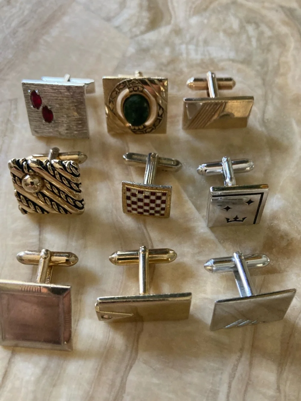 Vintage Anson & Swank Single Cufflinks – Lot of 9 – Mid-Century Assorted Designs